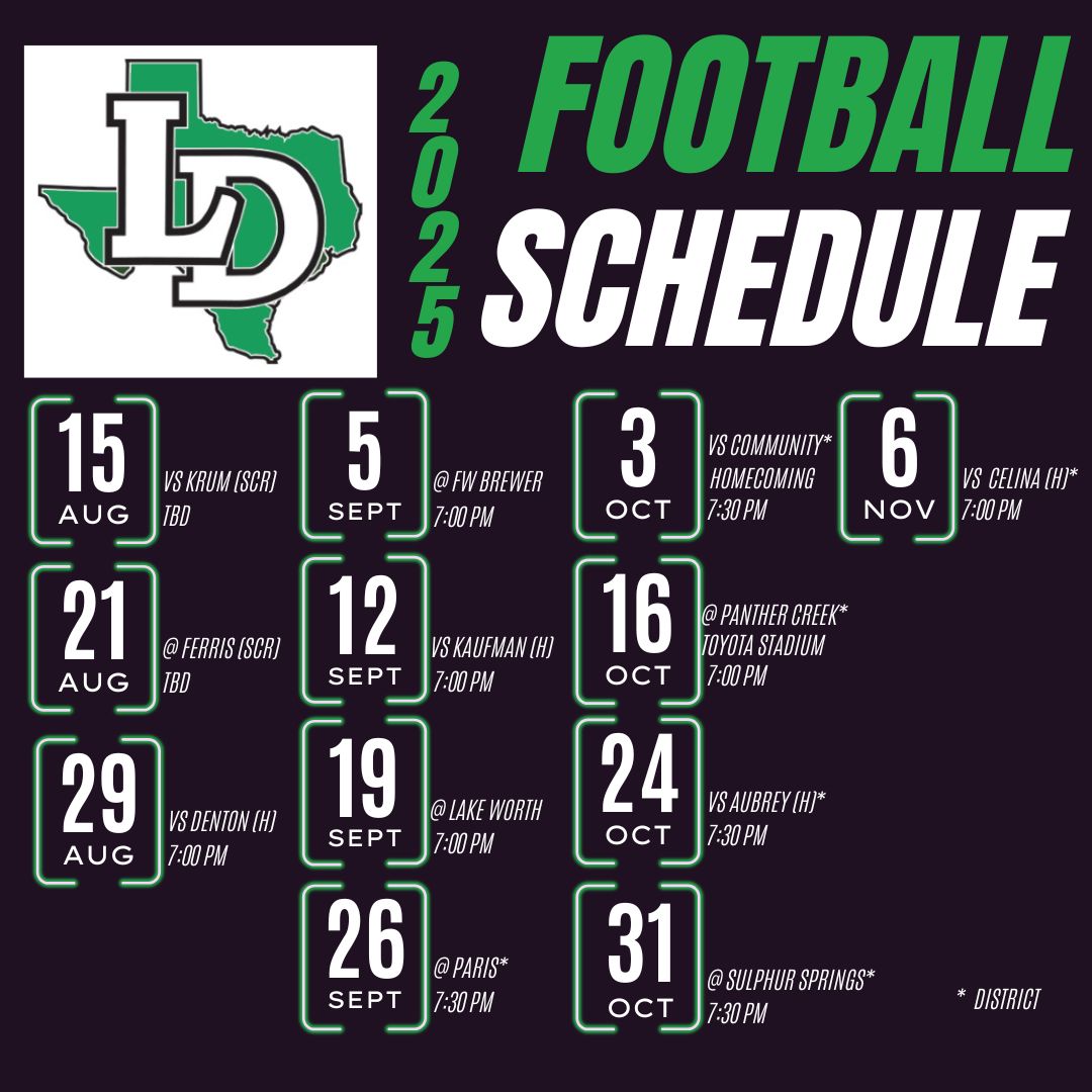 2025 Composite Football Schedule - 7th through Varsity